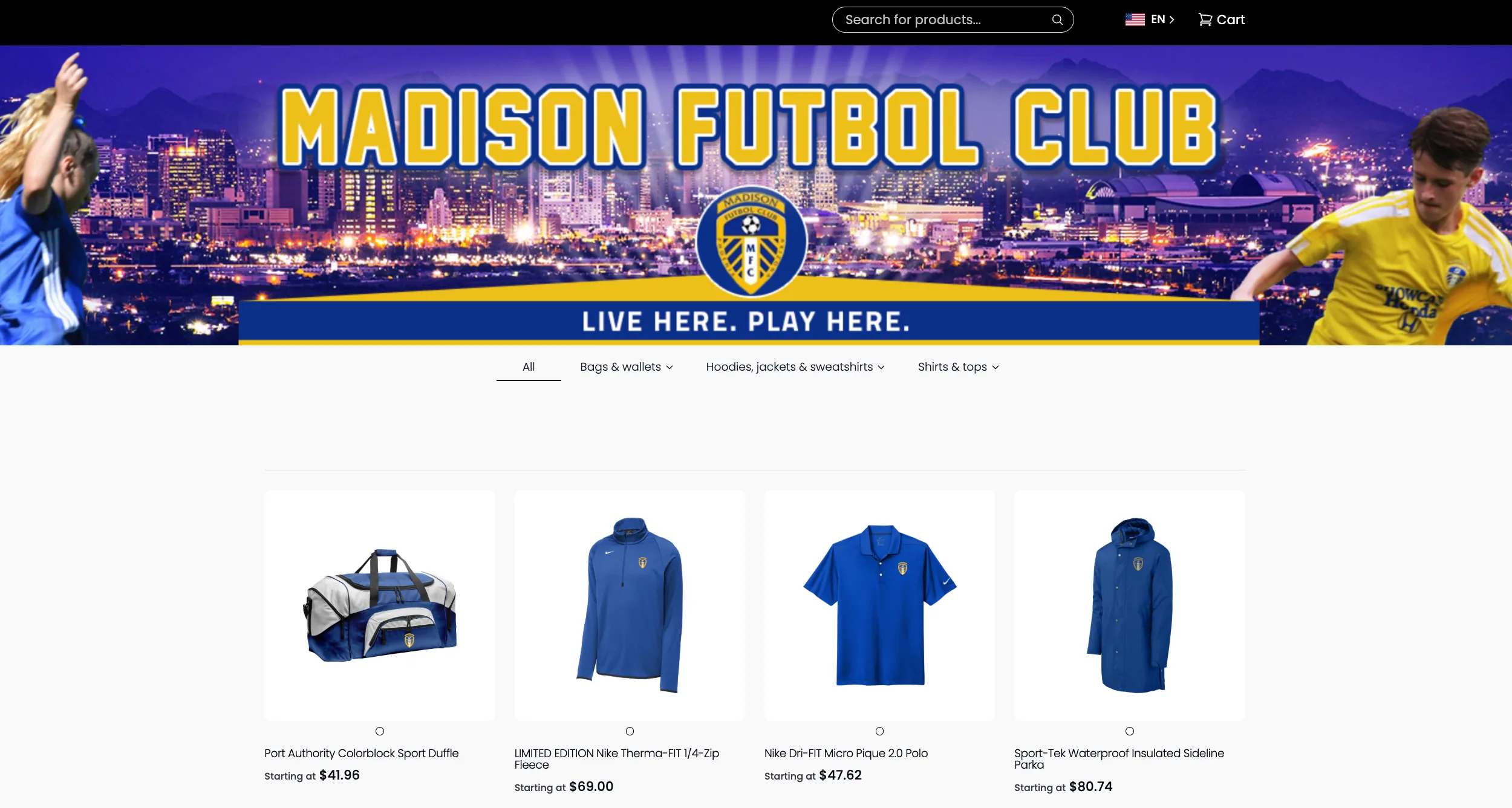Custom team kit store for sports clubs and leagues powered by Brikl