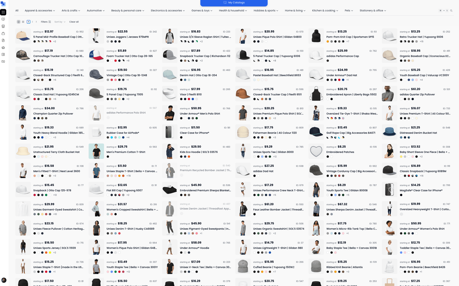 Marketplace list view showing products in compact rows