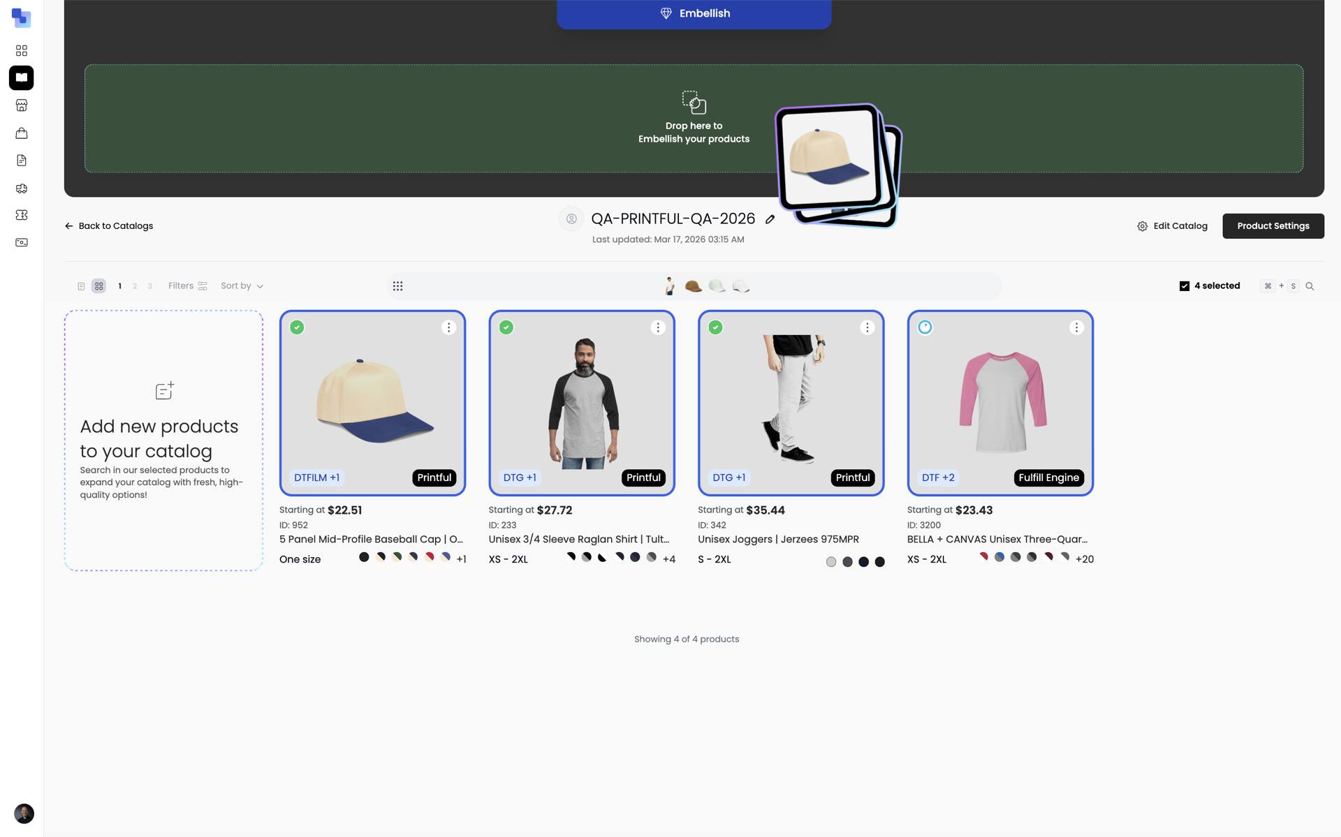 Brikl catalog builder with products ready for embellishment